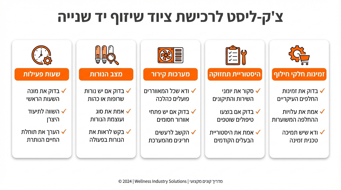 מה לבדוק ברכישת מכונת שיזוף יד שנייה